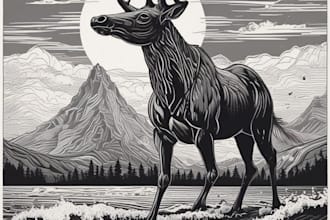 create awesome linocut illustration or linocut imitation