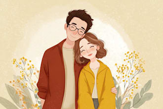 illustrate a romantic couple portrait