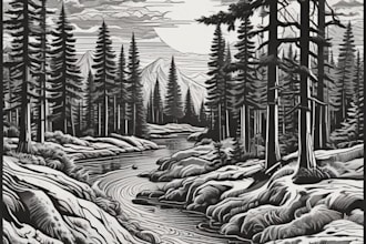 create awesome linocut illustration or linocut imitation