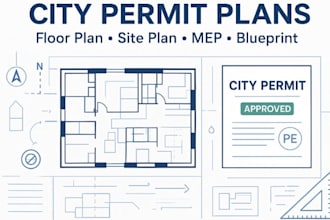 prepare and stamp professional 2d floor plans for us permit approval
