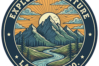 create a beautiful landscape illustration logo