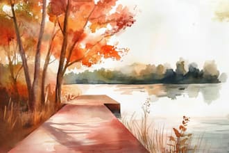 paint realistic landscape watercolor painting illustration