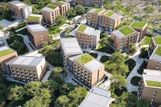 revitalize modern eco architecture landscape,site green roof,village environment