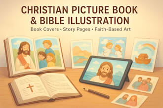 illustrate christian picture book bible themed illustrations book cover