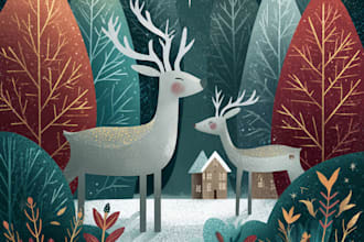create a beautiful illustrated christmas card