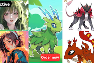 create a unique fakemon or digital anime art commission