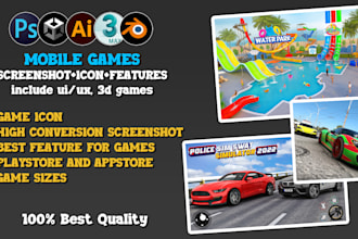 design professional mobile game screenshots and game icons