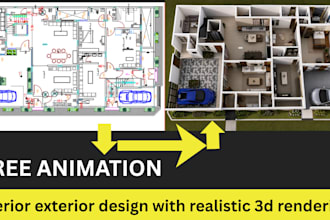 villa interior exterior design with realistic 3d rendering
