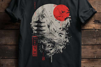 draw a japanese t shirt illustration