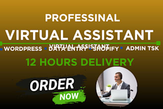 be your virtual assistant for admin tasks, wordpress, social media and shopify