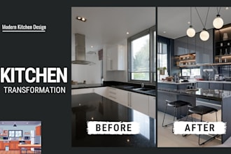 create a modern modular kitchen with premium 3d visuals