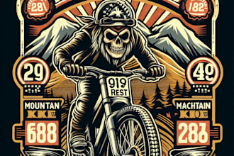 design high quality bike mountain mascot logo with t shirt design