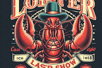 design high quality lobster mascot logo with t shirt design