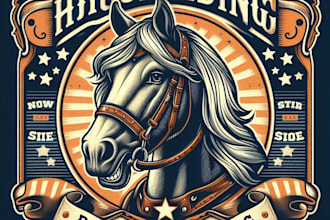 design high quality horse riding mascot logo with t shirt design