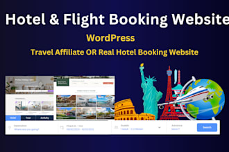build a wordpress travel, hotel and flight booking website with real system