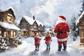 draw unique christmas illustration