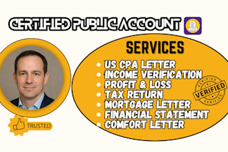 prepare US cpa letter, cpa comort letter, profit and loss, cpa mortgage letter