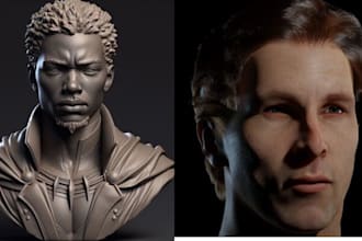 create realistic 3d head model from photo, 3d face sculpt, likeness bust