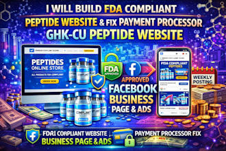 build fda compliant peptide website fix payment processor ghk cu peptide website