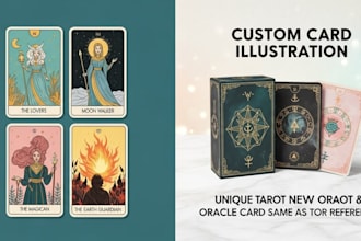 design custom tarot cards, tcg, oracle deck, dark art, zodiac, board game art