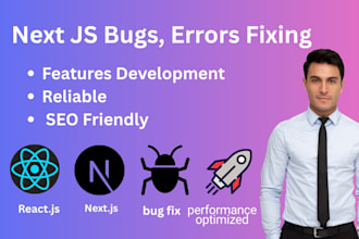 fix next js bugs, errors and develop SEO friendly  frontend with typescript