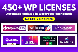 install elementor pro astra acf crocoblock rankmath wp rocket and other plugins