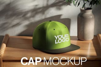do snapback cap, baseball  hat, dad hat and trucker mockup design
