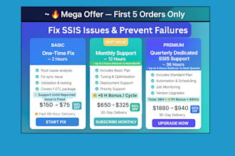 fix ssis etl errors with quick fix or monthly support plans