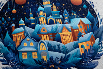 create a beautiful illustrated christmas card