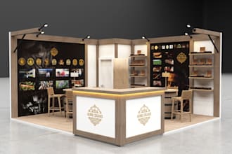 design 3d exhibition stall, booth, stand, kiosk