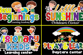 design childcare, education kids, and children logo
