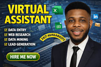 be your VA for data entry, web research and lead generation