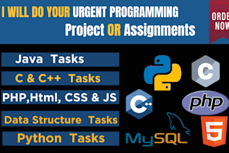 tutor urgent cpp java python sql php database css and html assigned projects