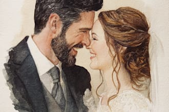 design watercolor couple portrait illustration
