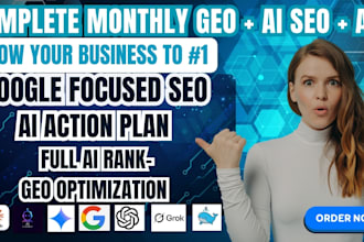 do complete monthly GEO SEO aeo service ai optimization google ranking backlinks