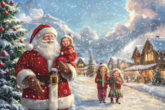 create cute christmas pattern and illustration