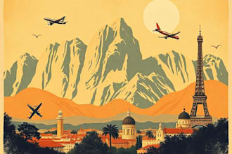 design retro vintage travel poster