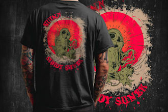 create t shirt design vintage punk, classic rock, dark art