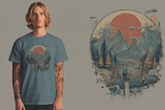 draw vintage retro t shirt clothing illustration design