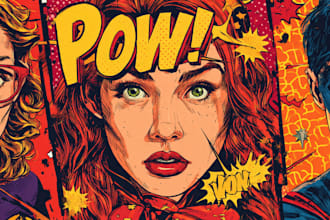 design retro vintage illustration retro comic book pop art, retro vintage poster