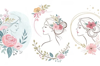 draw elegant watercolor feminine logo designs