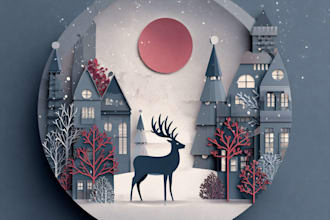 draw beautiful illustrated christmas card