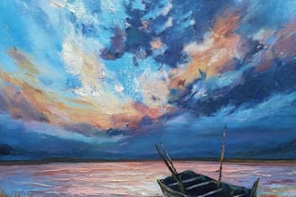 paint a real oil painting on canvas
