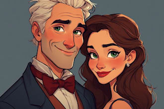 create a romantic couple portrait in my art style