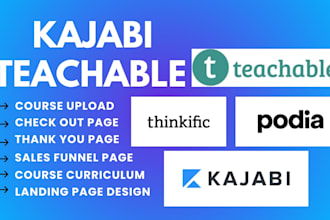 build and launch your online course on teachable, kajabi, or teachable school