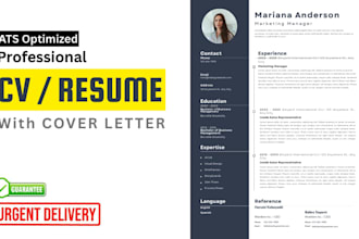 create a professional ats friendly CV resume and cover letter