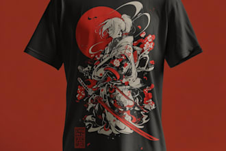 make a japanese t shirt illustration