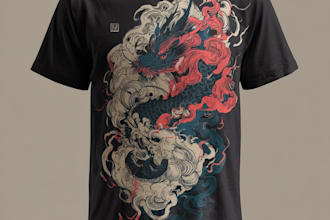 draw japanese art illustration for t shirt clothing design