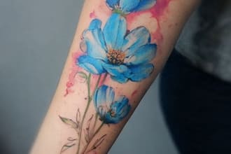 create a beautiful watercolor flowers tattoo design for you