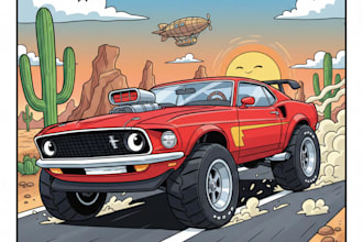 draw a cartoon car and  automotive illustration art